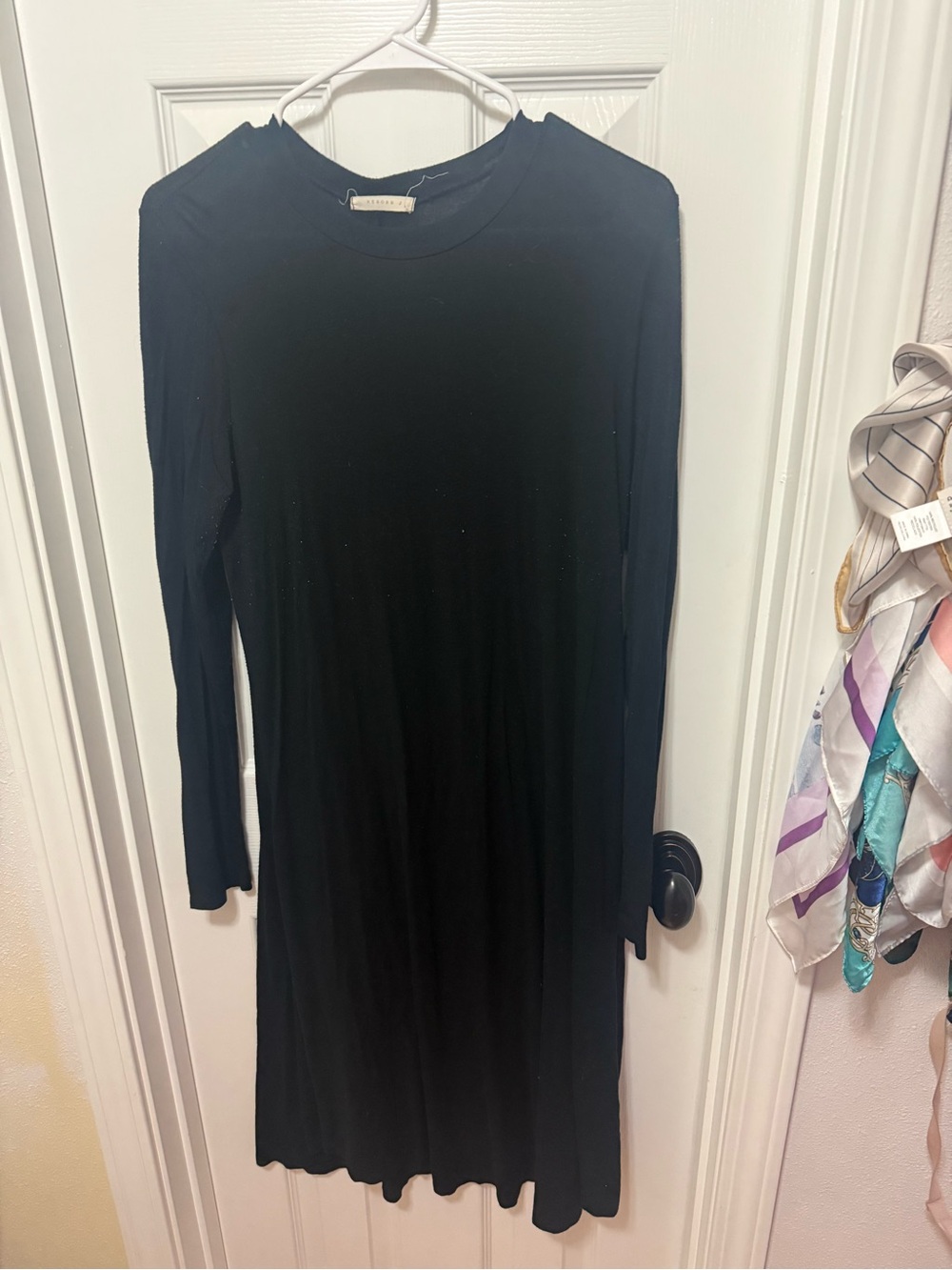 Reborn Black Long-Sleeve Crewneck Knit Dress